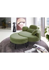 Loveseat OTTO HOME "Riko Sessel, B: 110 cm, Sitzh&ouml;he: 44 cm", gr&uuml;n, B:110cm H:84cm T:110cm, 95%Polyester, 5%Polyamide, Sessel, Loveseat, XXL- Sessel, mit Stauraumhocker, R&uuml;ckenst&uuml;tze & 4 Zierkissen