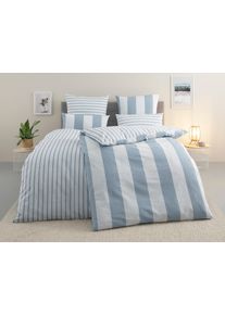 Bettw&auml;sche OTTO HOME "Sari in verschiedenen Qualit&auml;ten", blau, B/L: 155cm x 220cm, 1 Stk., 1 Stk., Seersucker, B/L: 80cm x 80cm, 2, Seersucker, Obermaterial: 100% Baumwolle, Bettw&auml;sche, Bettw&auml;sche, ab Gr. 135x200 cm, Wendedesign, moderne Bettw&auml;sche mit Streifen