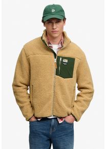 Sweatjacke Superdry "MOUNTAIN FULL ZIP FLEECE", Herren, Gr. XL, beach sand marl, mount view grn, Fleece, Obermaterial: 100% Polyester, unifarben mit Farbeinsatz, relaxed fit normal, ohne Ausschnitt, eingefasste Kante, Sweatjacken Sweatjacke
