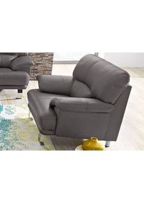 Sessel Trendmanufaktur "Cecilia, Loungesessel im italienischen Design, hoher Sitzkomfort", grau (anthrazit), B:112cm H:87cm T:89cm, Microfaser PRIMABELLE (100% Polyester);NaturLEDER (echtes Rindsleder) in Sitz und R&uuml;cken. Korpus in passendem Kunstleder SOFTLUX bezogen;Luxus-Microfaser ALCAZAR (100% Polyester);NaturLEDER: Bitte beachten Sie, dass Lederbez&uuml;ge mehr N&auml;hte aufweisen als Stoffbez&uuml;ge.;Ku