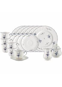 Villeroy & Boch Geschirr-Set VILLEROY & BOCH "Kaffeeservice Vieux Luxembourg 20er Set wei&szlig;-blau", bunt (wei&szlig;, blau), 20, Porzellan, Geschirr-Sets, Geschirr-Set, Sp&uuml;lmaschinengeeignet, Mikrowellengeeignet