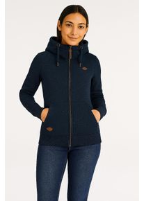 Sweatjacke Ragwear "NESKA ZIP O", Damen, Gr. L, blau (denim blau), Sweatware, Obermaterial: 70% Baumwolle, 30% Polyester, unifarben, normal, Rundhals, Sweatjacken Sweatjacke, figurbetont in melierter Optik und mit gro&szlig;er Kapuze