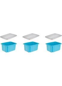 Organizer keeeper "emil", blau, B:28,5cm H:20,5cm T:38cm, Polypropylen, Aufbewahrungsboxen, Organizer, Aufbewahrungsbox, 15 L, mit Deckel, hochwertiger Kunststoff