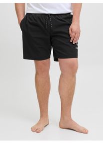 Jack & Jones PlusSize Badeshorts "JPSTMAUI JJSWIM SPLICE LOGO AKM SN PLS", Herren, Gr. 48, N-Gr, schwarz, Web, Recycling-Polyamid, JACK & JONES PLUSSIZE, bedruckt, Badehosen Badeshorts