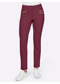 Stretch-Hose Heine, Damen, Gr. 25, Kurzgr&ouml;&szlig;en, bordeaux, 48% Baumwolle, 45% Polyester, 7% Elasthan, Miedereinsatz:15% Elasthan, 85% Polyamid, unifarben, lang, Hosen Stretch-Hose