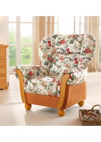 Sessel Home Affaire "Milano, bequemer Ohrensessel im Landhaus-Stil, Breite 99cm", orange (terrakotta, gebl&uuml;mt), B:99cm H:107cm T:89cm, Chenille (70% Polyacryl, 30% Polyester);Chenille (70% Polyacryl, 30% Polyester) auf Korpus und Zierkissen, Sitz und R&uuml;cken im Blumenmuster &raquo;Paradise&laquo; (100% Polyester), Sessel, Sessel, Hochlehnsessel