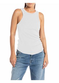 Ripptanktop Replay, Damen, Gr. XS, wei&szlig;, Single Jersey, Obermaterial: 49% Modal, 44% Baumwolle, 7% Elasthan, unifarben, slim fit normal, Rundhals, Tops Ripptanktop, im Slim Fit