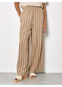 Palazzohose Apricot "Hose", Damen, Gr. S (36), N-Gr, beige (stein), gewebt, Obermaterial: 88% Viskose CV. 12% Leinen LI., Hosen Palazzohose, mit Streifen