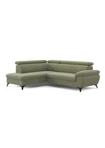 sembella , Olivgr&uuml;n , Textil , Ottomane links, L-Form , 256x207 cm , Stoffauswahl, Hocker erh&auml;ltlich, R&uuml;cken echt, Armteil rechts , Wohnzimmer, Sofas & Couches, Schlafsofas, Ecksofas mit Schlaffunktion