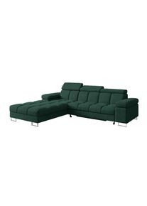 ECKSOFA mit Schlaffunktion Ottomane Links 271x203x79 Gr&uuml;n Velours
