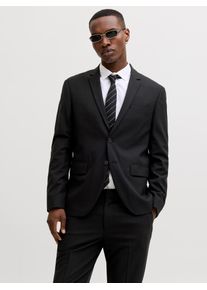 Jack & Jones Sakko JACK & JONES "JPRBLAMARTIN BLAZER CO01", Herren, Gr. 56, schwarz fit:slim fit, Web, Obermaterial: 71% Polyester, 22% Viskose, 7% Elasthan, unifarben, slim fit normal, V-Ausschnitt, gerader Abschluss, Sakkos Sakko, Materialmix, slim fit