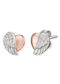 Paar Ohrstecker Engelsrufer "HERZFL&Uuml;GEL", rosa (silberfarben, ros&eacute;goldfarben, kristallwei&szlig;), Ohrringe, Damen, Silber 925 (Sterlingsilber), Paar Ohrstecker, mit Zirkonia (synth.)