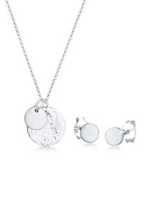 Ohrring und Ketten Set Elli "Schmuckset Pl&auml;ttchen Geo-Organic Halskette Ohrring 925 Silber" Gr. 45, silber, Schmuck_Sets, Damen, Blacklist, Silber 925 (Sterlingsilber), Ohrring und Ketten Set