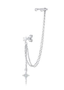Paar Ohrstecker Elli "Ohrringe Earcuff Ohrklemme Stern Zirkonia 925 Silber, mit Kristallen von Swarovski" Gr. 86, silber, Ohrringe, Damen, 86, Silber 925 (Sterlingsilber), Paar Ohrstecker