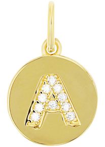 Buchstabenanh&auml;nger Amor "A-Z", gold (gelbgoldfarben, kristallwei&szlig;, kristallwei&szlig;), Schmuckanh&auml;nger, Damen, A, Silber 925 (Sterlingsilber), 0,76 g, Buchstabenanh&auml;nger, mit Zirkonia (synth.)
