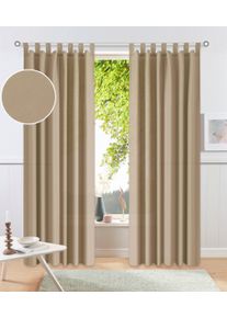 Vorhang OTTO HOME "Raja" Gr. 4, hellbraun, B:140cm H:245cm, Polyester, Recyceltes Material, Gardinen, Vorhang, 2er-Set, Bestseller, einfarbig, modern, pflegeleichte Mikrofaser