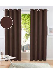 Vorhang OTTO HOME "Parry" Gr. 5, dunkelbraun, B:140cm H:265cm, Polyester, Recyceltes Material, Gardinen, Vorhang, 2-er Set, blickdicht, monochrom, basic