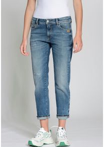 Boyfriend-Jeans Gang "94NADIA", Damen, Gr. 27, N-Gr, blau (truly worn), Denim/Jeans, Obermaterial: 92% Baumwolle, 6% Polyester, 2% Elasthan, bequem kn&ouml;chelfrei, Jeans Boyfriend-Jeans, 5-Pocket Style mit Rei&szlig;verschluss und Knopf