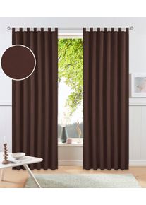 Vorhang OTTO HOME "Parry" Gr. 1, dunkelbraun, B:140cm H:145cm, Polyester, Recyceltes Material, Gardinen, Vorhang, 2-er Set, blickdicht, monochrom, basic