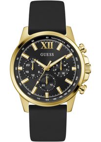 Multifunktionsuhr Guess "WALKER", schwarz (schwarz, schwarz), Armbanduhren, Herren, Multifunktionsuhr, Quarzuhr, Armbanduhr, Herrenuhr, Datum, Wochentag, Silikonarmband