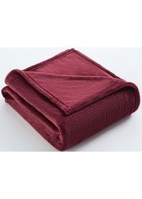 Wohndecke Bruno Banani "Shakira", bordeaux, B:150cm L:200cm, Polyester, Wohndecken, Wohndecke, Weiche Kuscheldecke mit Pr&auml;gedruck in Waffeloptik, 150x200 cm