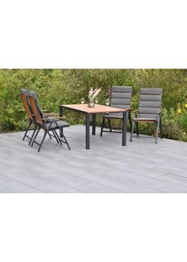 Garten-Essgruppe Merxx "&raquo;Athos&laquo;", beige (natur, natur, graphit), Aluminium, Massivholz, Sitzm&ouml;bel-Sets, Garten-Essgruppe, Tisch: LxB: 150x90 cm