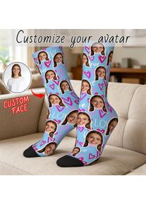 Custom face pattern socks unisex personalized fun socks with face pattern custom with Valentine's Day gift