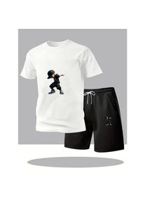 Summer Men's T-Shirts Sets Round Neck Short Sleeve T-Shirt+Sports Shorts Quick Dry Sportswear Home Outdoor Running Suit Hot Sale