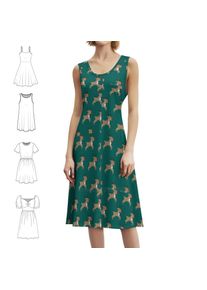 Reindeer Pattern Floral Smock Dress For Women Spring Summer Casual Dress For Party Santa Christmas Candy Deer Reindeer Cup