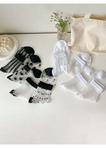 4PC Lightweight Crystal Silk Mesh Socks Spring Summer, Breathable Comfort Crew Socks casual and versatile