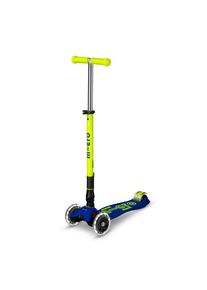 Micro Mobility , Blau, Gelb , Kunststoff , 26.5x67-91x57 cm , Hinterrad-Reibungsbremse, h&ouml;henverstellbarer Lenker mit Schnellspanner, Schnellklappmechanismus, weiche Griffe, Antirutsch-Trittbrett mit Bremse, R&auml;der mit LED-Licht, faltbarer Lenker ,