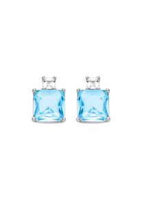Luxenter Sterling zilveren 925 oorbellen met gerhodineerde aquamarijn zirkonia - Bashu