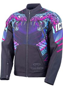 Icon Merc3 Lazer Cobra, textile jacket , color: Black/Purple/Turquoise/Pink , size: S