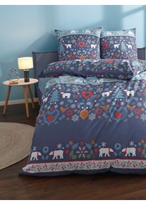 Bettw&auml;sche Dormisette Gr. 3, rauchblau, B/L: 155cm x 220cm, Feinbiber, B/L: 80cm x 80cm, 2, Feinbiber, 100% Baumwolle, Bettw&auml;sche, Bettw&auml;sche