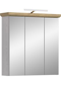 Spiegelschrank Welltime "COSENZA, inkl. Beleuchtung, Breite 69cm, 3 Spiegelt&uuml;ren, 9 F&auml;cher", braun (sibiu l&auml;rche nb), B:69cm H:71cm T:21cm, FSC-zertifizierter Holzwerkstoff, Schr&auml;nke, Spiegelschrank, Spiegelschrank, Spiegel, Bad, Badezimmer