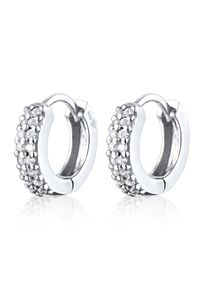 Paar Creolen Elli "Ohrringe Creolen Scharnier Zirkonia 925 Silber" Gr. 13, silber, Ohrringe, Damen, mit Stein, Silber 925 (Sterlingsilber), Paar Creolen