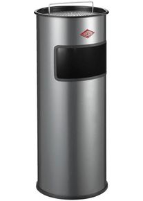 Aschenbecher Wesco "Standascher 30 L, mit Sieb", silber (silberfarben), B:27cm H:64cm T:27cm &Oslash;:27cm, Stahlblech, M&uuml;lleimer, Aschenbecher, mit Einwurfschlitz und herausnehmbarem Sieb