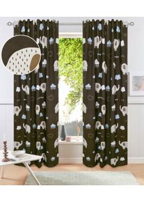 Gardine OTTO HOME "Maurrice", braun, B:130cm H:175cm, Polyester, Gardinen, Gardine, Blickdicht, Multifunktionsband, Pflegeleicht, Elefanten Design