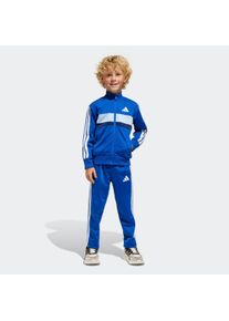 Trainingsanzug adidas Sportswear "SEASONAL ESSENTIALS TIBERIO 3-STREIFEN TRICOT KIDS", Damen, Gr. 104, blau (royal blau, wei&szlig;, glow blau), Obermaterial: 100% Polyester, Sportanz&uuml;ge Trainingsanzug