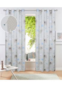 Gardine OTTO HOME "Maurrice", grau (creme), B:130cm H:225cm, Polyester, Gardinen, Gardine, Blickdicht, &Ouml;sen- Aufh&auml;ngung, Pflegeleicht, Elefanten Design