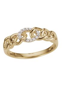 Diamantring Firetti "Schmuck Geschenk Gold 333 Damenring Goldring Panzerkette" Gr. 16, gold (gelbgoldfarben, wei&szlig;goldfarben), Fingerringe, Damen, 16, 0,05 P2 = erkennbare Einschl&uuml;sse, Diamanten Gelbgold 333, 3mm, Diamanten, Gelbgold 333, Diamantring, mit Brillanten