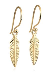 Paar Ohrh&auml;nger Elli "Ohrringe Ohrh&auml;nger Feder 925 Sterling Silber" Gr. 27, gold, Ohrringe, Damen, 27, ohne Stein, Silber 925 (Sterlingsilber), Paar Ohrh&auml;nger