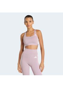 Sport-BH adidas Performance "OPTIME ESSENTIALS WORKOUT 3-STREIFEN MEDIUM SUPPORT BH", Damen, Gr. XS, N-Gr, rosa (preloved fig, wei&szlig;), Obermaterial: 85% Polyester, 15% Elasthan, BHs Sport-BH