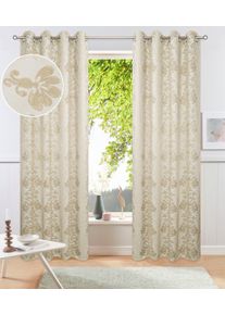 Verdunkelungsvorhang OTTO HOME "Mannfred", beige (creme), B:130cm H:175cm, Polyester, Gardinen, Verdunkelungsvorhang, Blickdicht, barockem Muster, Pflegeleicht, &Ouml;sen- Aufh&auml;ngung