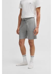 Pyjamashorts BOSS "Waffle Shorts", Herren, Gr. XXL, N-Gr, grau (medium grau 033), Jersey, Obermaterial: 60% Baumwolle, 40% Polyester, lang, Hosen Pyjamashorts