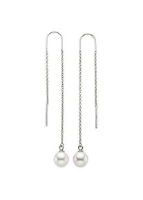 Paar Ohrh&auml;nger "Schmuck Geschenk Silberohrh&auml;nger zum Durchziehen", silberfarben, wei&szlig;, ANISTON JEWELRY & WATCHES, Ohrringe, Damen, 8mm, Perlen Silber 925 (Sterlingsilber), Perlen, Silber 925 (Sterlingsilber), Paar Ohrh&auml;nger, mit Muschelkernperle (synth.)