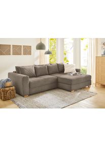Jockenh&ouml;fer Ecksofa JOCKENH&Ouml;FER GRUPPE "Kampen L-Form, B: 288 cm", taupe, B:288cm T:130cm, Korpus: 100% Polyester;Kissen: 100% Polyester, Sofas, Ecksofa, mit Bettfunktion, Bettkasten & Zierkissen, Federkern