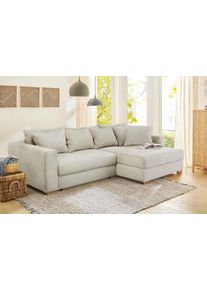 Jockenh&ouml;fer Ecksofa JOCKENH&Ouml;FER GRUPPE "Kampen L-Form, B: 288 cm", grau, beige, B:288cm T:130cm, Korpus: 100% Polyester;Kissen: 100% Polyester, Sofas, Ecksofa, mit Bettfunktion, Bettkasten & Zierkissen, Federkern