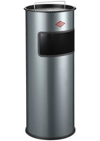 Aschenbecher Wesco, grau (graphit), B:27cm H:64cm T:27cm, Stahlblech, M&uuml;lleimer, Aschenbecher, Standascher mit Sieb, Stahlblech, 30 Liter