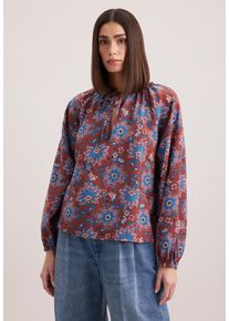 Klassische Bluse Seidensticker "Schwarze Rose", Damen, Gr. 4XL (48), dunkelrot, 86% Viskose, 14% Polyamid, gemustert, regular fit, Rundhals, Blusen Klassische Bluse, Tunika Druck